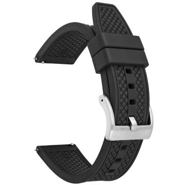 Huawei Watch GT 4 46mm / GT 4 Pro 22mm Replacement band Fluorubber Watch Strap - Black+Silver Buckle