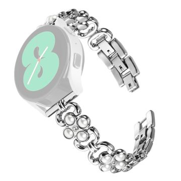 LG Watch Sport Pearl Decor Four Leaf Clover Watch Strap Stainless Steel Wrist band  - Silver