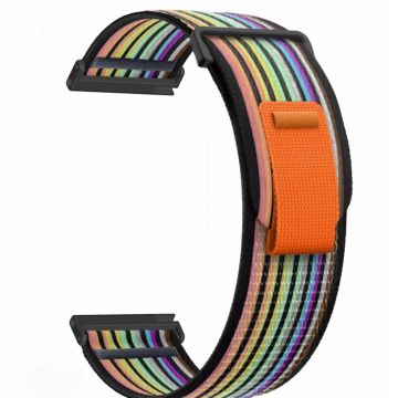 Suunto Spartan Sport Wrist HR Baro / Suunto 9 Nylon Watch band 24mm Loop Fastener Strap - Black+Rainbow