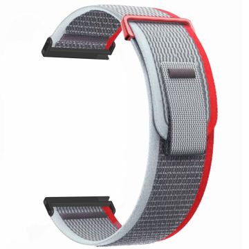 Suunto Spartan Sport Wrist HR Baro / Suunto 9 Nylon Watch band 24mm Loop Fastener Strap - Red+Grey