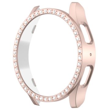 Samsung Galaxy Watch7 44mm Case Rhinestone Decor Hard Bump Resistant Watch Case Cover - Pink