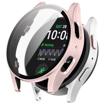 Samsung Galaxy Watch7 44mm Bump Resistant Watch Case Scratch Resistant Cover with Tempered Glass Film - Pink - Pink