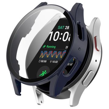 Samsung Galaxy Watch7 44mm Case Hard Bump Resistant Overall Protective Cover with Tempered Glass Film - Dark Blue