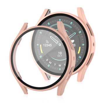 Samsung Galaxy Watch7 44mm Matte Case with Tempered Glass Screen Film Hard Bump Resistant Watch Cover - Pink