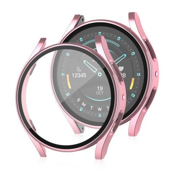 Samsung Galaxy Watch7 44mm Matte Case with Tempered Glass Screen Film Hard Bump Resistant Watch Cover - Rose Gold