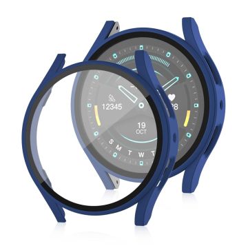 Samsung Galaxy Watch7 44mm Matte Case with Tempered Glass Screen Film Hard Bump Resistant Watch Cover - Blue