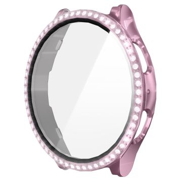 ENKAY HAT PRINCE Samsung Galaxy Watch7 44mm Bump Resistant Watch Case Rhinestone Decor with Screen Film - Pink