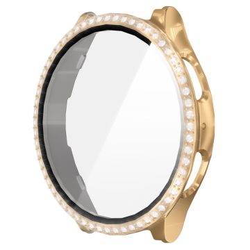 ENKAY HAT PRINCE Samsung Galaxy Watch7 44mm Bump Resistant Watch Case Rhinestone Decor with Screen Film - Gold