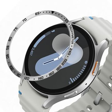 Samsung Galaxy Watch7 44mm Watch Bezel Ring Metal Dial Bezel Adhesive Frame Ring Cover - Style E / Silver