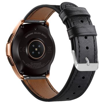 Coros Watch GT / Watch GT 2 46mm / 42mm / Samsung Galaxy Watch 46mm Watch Strap Top Layer Cowhide Wrist Band - Black