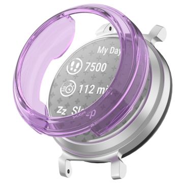 For Garmin Lily 2 Hollow-Out Shockproof TPU Watch Frame Case Smartwatch Protector - Transparent Purple