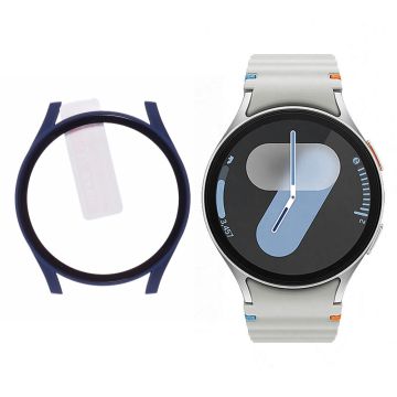 Samsung Galaxy Watch7 44mm Watch Case Hard Bump Resistant Cover with Tempered Glass Screen Film - Dark Blue