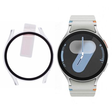 Samsung Galaxy Watch7 44mm Watch Case Hard Bump Resistant Cover with Tempered Glass Screen Film - Transparent