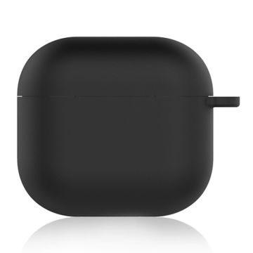 AirPods 4 Silicone Case Soft Wireless Earbud Organizer Cover Thickness 1.5mm with Carabiner - Black