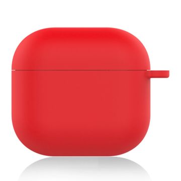 AirPods 4 Silicone Case Soft Wireless Earbud Organizer Cover Thickness 1.5mm with Carabiner - Red