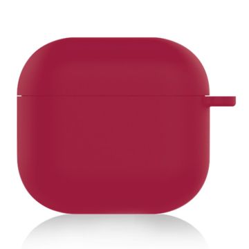 AirPods 4 Silicone Case Soft Wireless Earbud Organizer Cover Thickness 1.5mm with Carabiner - Wine Red