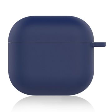 AirPods 4 Silicone Case Soft Wireless Earbud Organizer Cover Thickness 1.5mm with Carabiner - Dark Blue