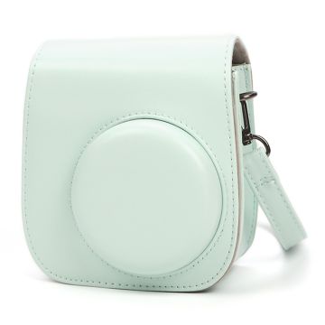 Instant Camera Case Fujifilm Instax Mini 12 / Mini 11 / Mini 9 / Mini 8 Retro Leather Bag with Shoulder Strap - Mint Green