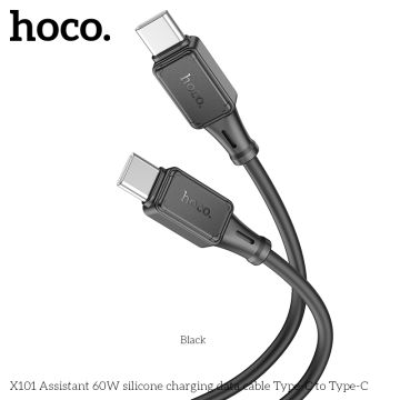 X101 Assistant 60W silicone charging data cable Type-C to Type-C Black