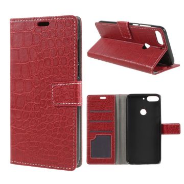 HTC Desire 12 Plus crocodile texture vintage leather case - Red