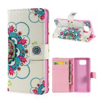 Moberg (Butterflies & Blue Flower) Samsung Galaxy Alpha Leather Flip Case