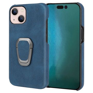 Shockproof leather cover with oval kickstand for iPhone 14 Plus - Blue