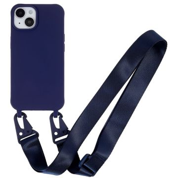 iPhone 14 Plus matte cover with lanyard - Dark Blue