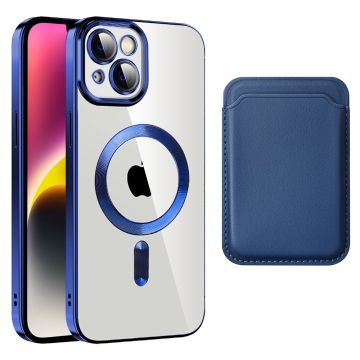 iPhone 14 Plus magnetic back cover with card bag - Sapphire