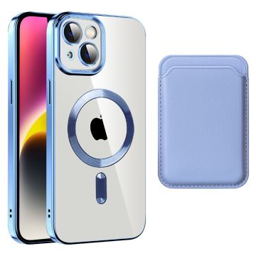 iPhone 14 Plus magnetic back cover with card bag - Blue