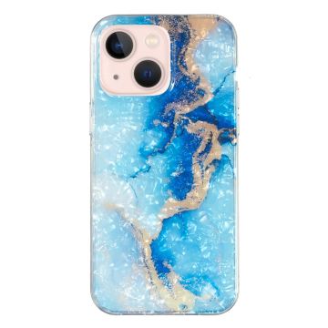 Marble iPhone 14 Plus case - Blue Gold Marble