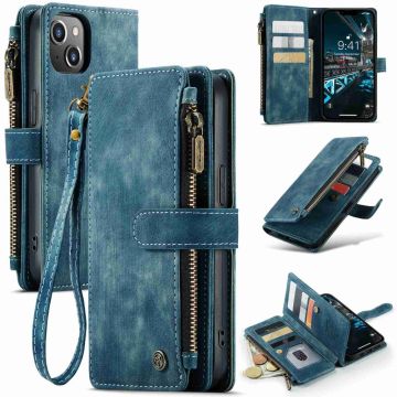 CaseMe zipper-wallet phone case for iPhone 14 Plus - Blue