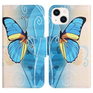 Wonderland iPhone 14 Plus flip case - Blue Butterfly