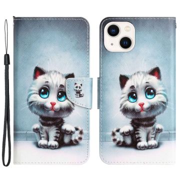 Wonderland iPhone 14 Plus flip case - Blue Eyes Cat