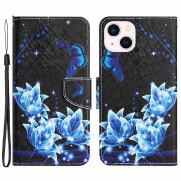 Wonderland iPhone 14 Plus flip case - Blue Butterfly