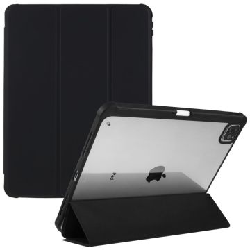 iPad Pro 12.9 (2022) / (2021) / (2020) tri-fold leather and acrylic case - Black