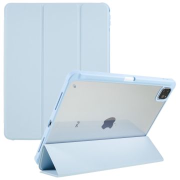 iPad Pro 12.9 (2022) / (2021) / (2020) tri-fold leather and acrylic case - Baby Blue