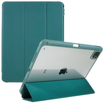 iPad Pro 12.9 (2022) / (2021) / (2020) tri-fold leather and acrylic case - Midnight Green