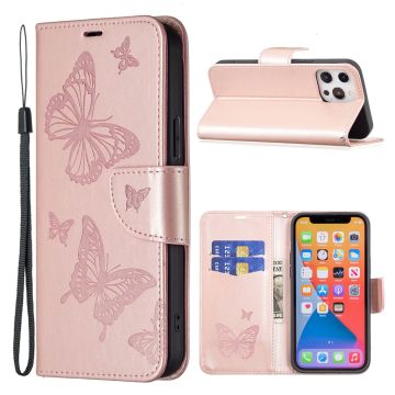 Butterfly iPhone 13 Pro flip case - Gold