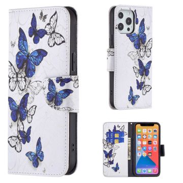 Wonderland iPhone 13 Pro flip case - Blue / White Butterflies