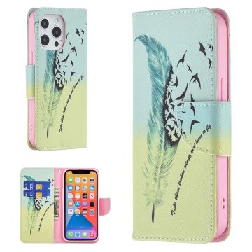 Wonderland iPhone 13 Pro flip case - Feather / Bird Pattern