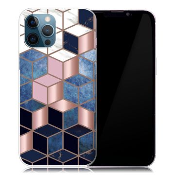 Marble iPhone 13 Pro case - Blue / Gold Cube