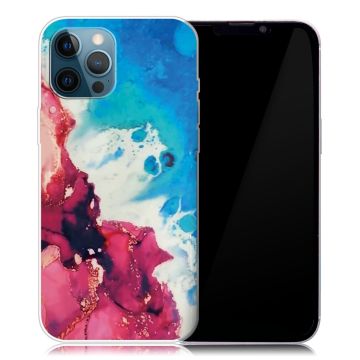 Marble iPhone 13 Pro case - Splash of Red and Blue