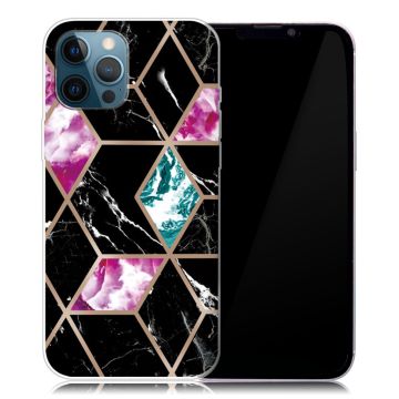 Marble iPhone 13 Pro case - Tile of Black / Cyan / Rose