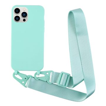 Thin TPU case with a matte finish and adjustable strap for iPhone 13 Pro - Light Green