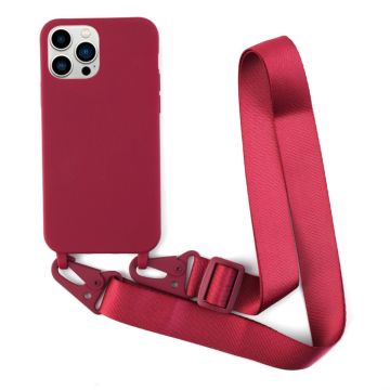 Thin TPU case with a matte finish and adjustable strap for iPhone 13 Pro - Red