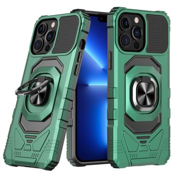 Durable hard plastic cover with soft inside and kickstand for iPhone 13 Pro - Midnight Green