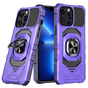 Durable hard plastic cover with soft inside and kickstand for iPhone 13 Pro - Purple