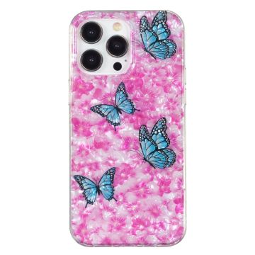 Marble iPhone 13 Pro case - Butterfly and Flower