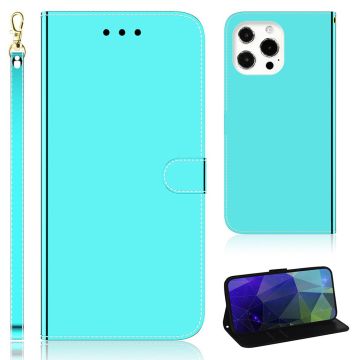 Mirror iPhone 13 Pro flip case - Cyan