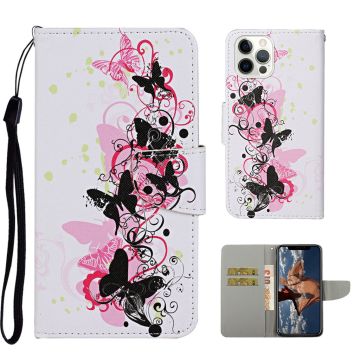 Wonderland iPhone 13 Pro flip case - Black / Pink Butterfly